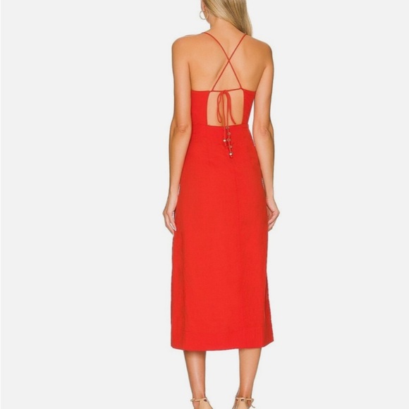 Free People Francesca Midi Dress Size XL NWT Open, tie-back side slit unlined - Picture 4 of 14